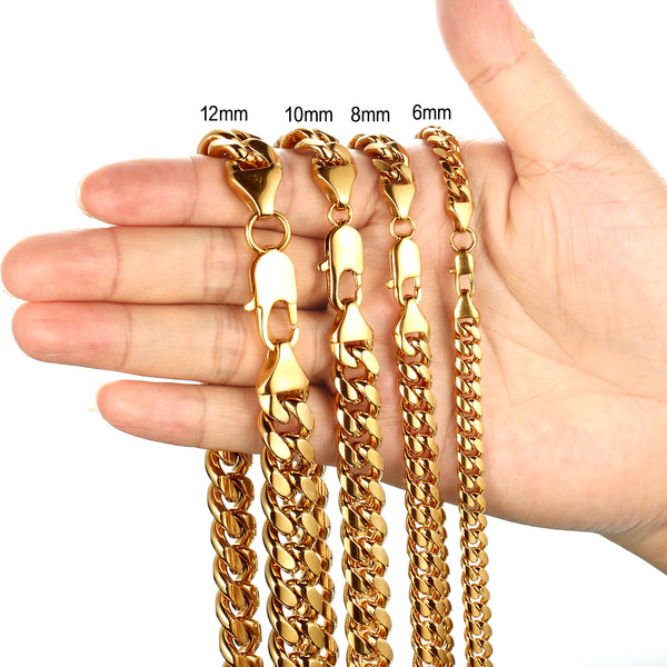 6/8/10/12mm Stainless Steel Curb Cabe Chain Bracelet Necklace for Men Chain Jewelry