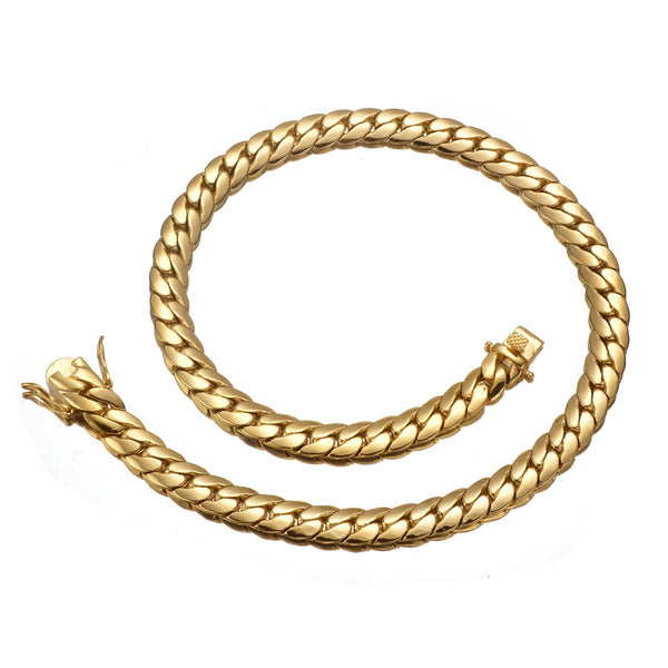 Copper Gold Plated Charm Men Fashion Cuban Chain Necklance Bracelet