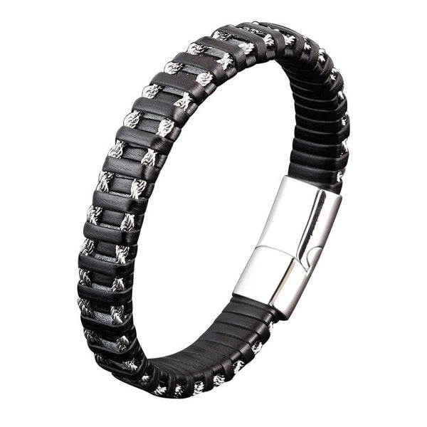 Clip Chain Leather Bracelet