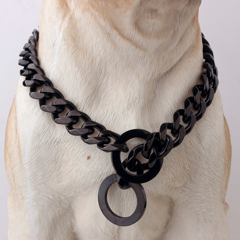 Adjustable 18K Gold Dog Collar Slip Choker Stianless Steel 15mm Big Dog Puppy Necklace Choke Chain Training Collar