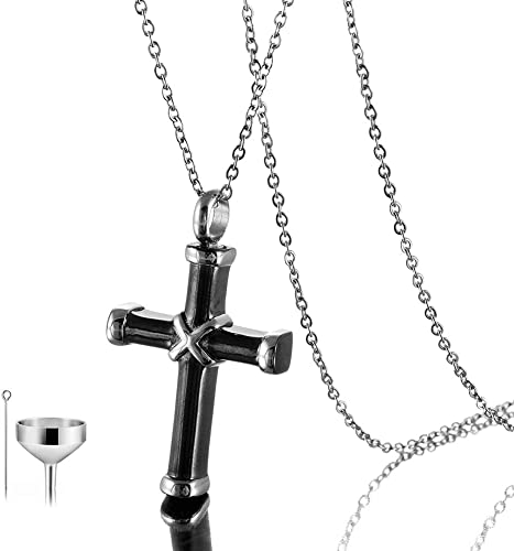 Cremation Cross Necklace for Ashes Stainless Steel Cross Urn Pendant Ashes  Holder Memorial Jewelry-With funnel filling - AliExpress