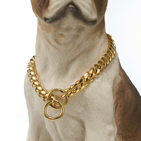 Gold Chain Dog Collar, 14mm Wide Cuban Link Dog Collar, Cute Fashion  Necklace for Pit Bulldog Dogs, Light Metal Chain Jewelry, Puppy Accessories  - Walmart.com